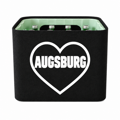 KistenBlende Augsburg Stadt mit Herz auf Wasserkiste Glas