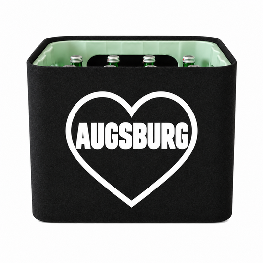 KistenBlende Augsburg Stadt mit Herz auf Wasserkiste Glas