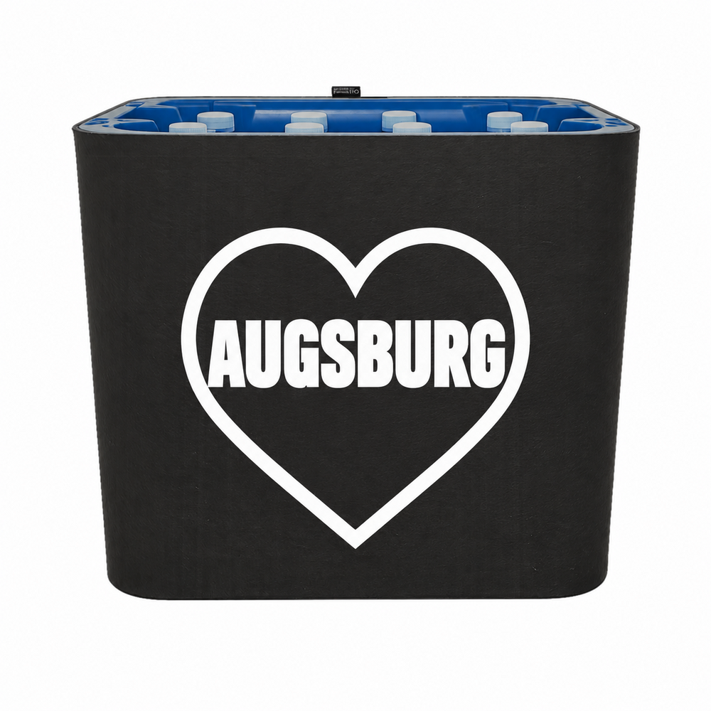KistenBlende Augsburg Stadt mit Herz auf Wasserkiste PET