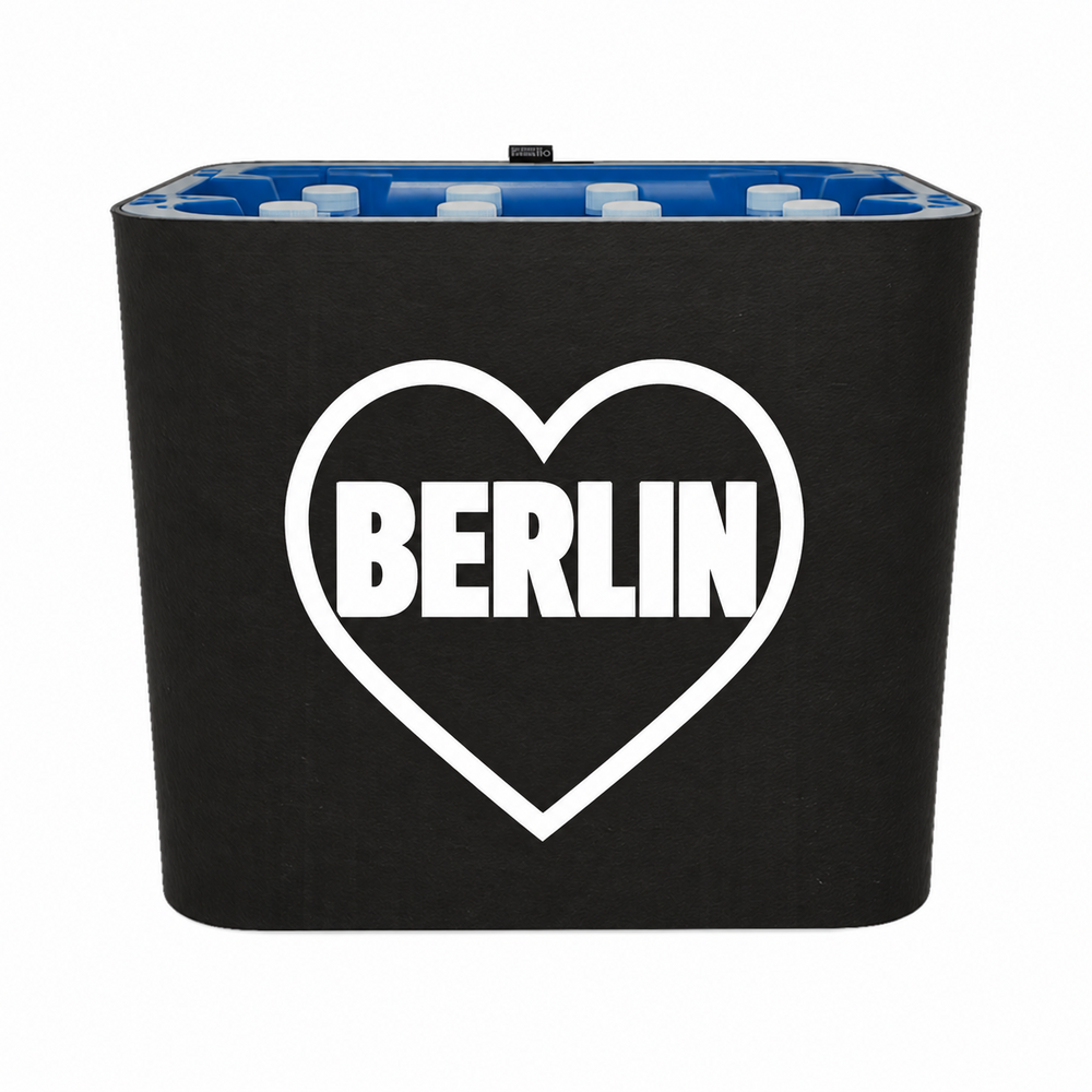 KistenBlende Berlin Stadt mit Herz auf Wasserkiste PET
