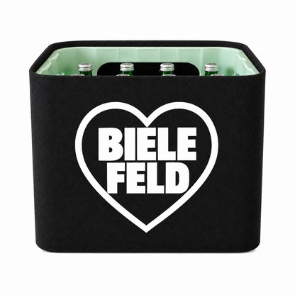 KistenBlende Bielefeld Stadt mit Herz auf Wasserkiste Glas