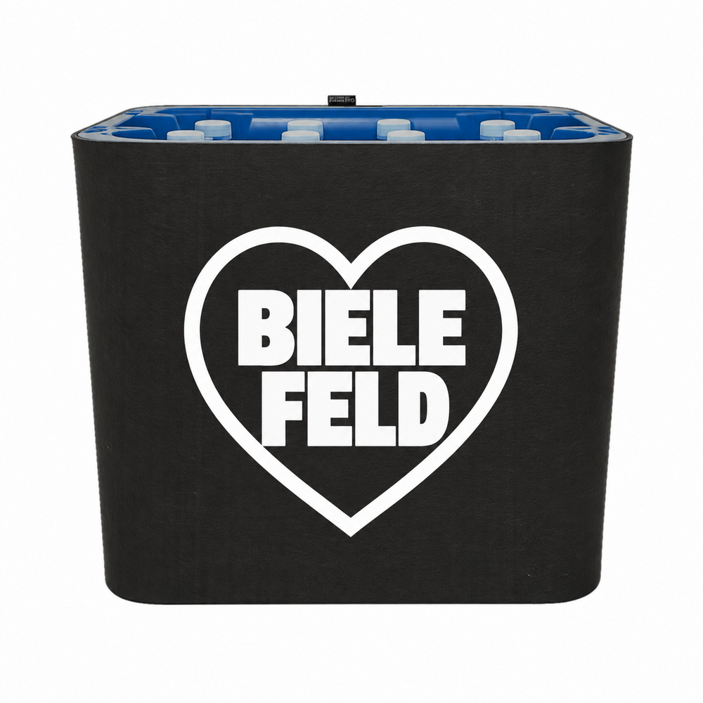KistenBlende Bielefeld Stadt mit Herz auf Wasserkiste PET