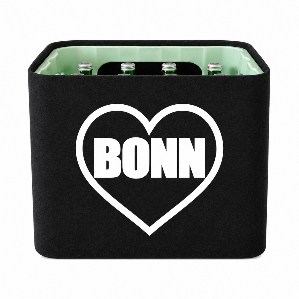 KistenBlende Bonn Stadt mit Herz auf Wasserkiste Glas