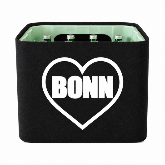 KistenBlende Bonn Stadt mit Herz auf Wasserkiste Glas