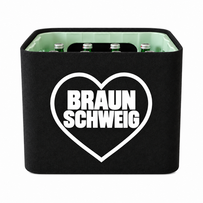 KistenBlende Braunschweig Stadt mit Herz auf Wasserkiste Glas