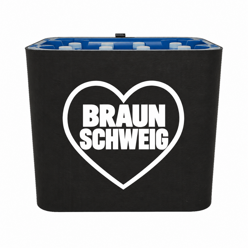 KistenBlende Braunschweig Stadt mit Herz auf Wasserkiste PET