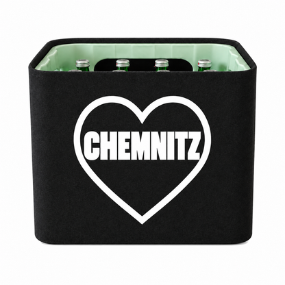 KistenBlende Chemnitz Stadt mit Herz auf Wasserkiste Glas