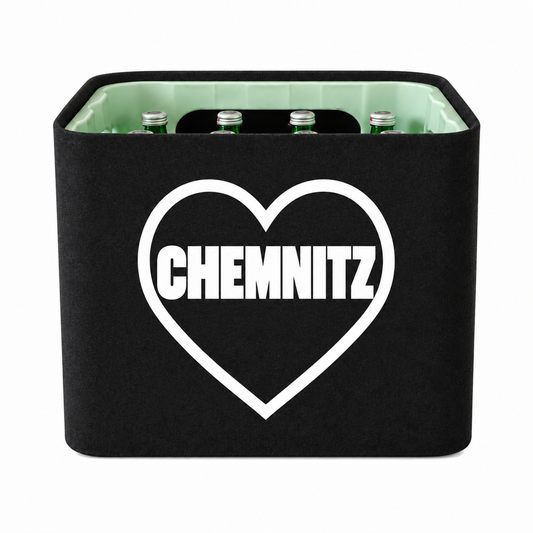 KistenBlende Chemnitz Stadt mit Herz auf Wasserkiste Glas