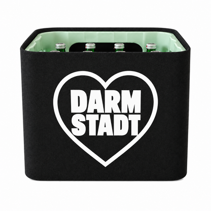 KistenBlende Darmstadt Stadt mit Herz auf Wasserkiste Glas