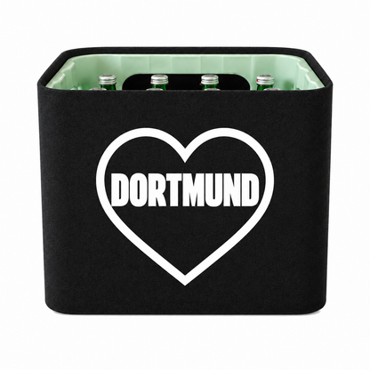 KistenBlende Dortmund Stadt mit Herz auf Wasserkiste Glas