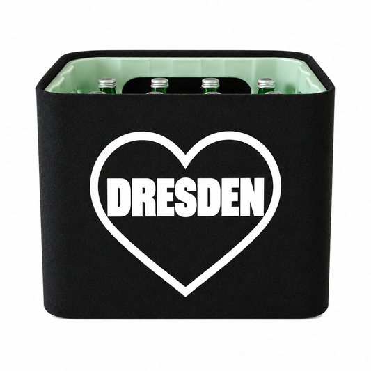 KistenBlende Dresden Stadt mit Herz auf Wasserkiste Glas