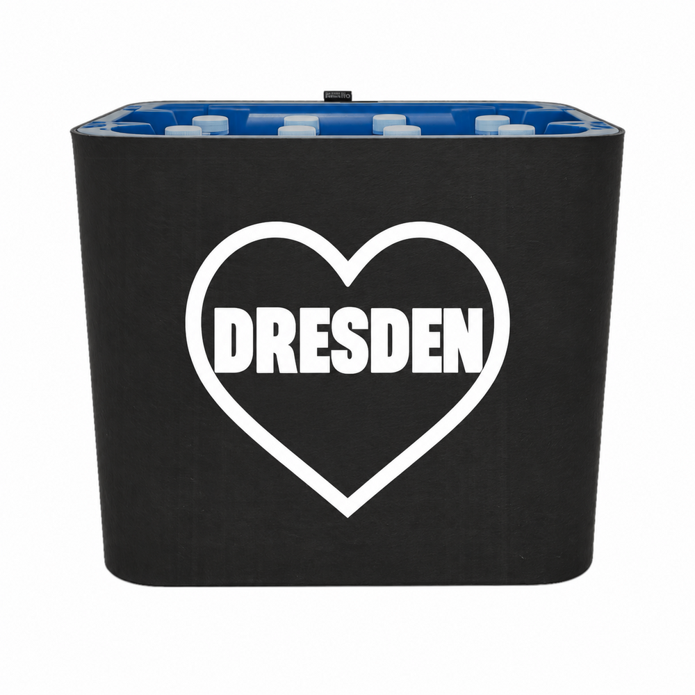 KistenBlende Dresden Stadt mit Herz auf Wasserkiste PET