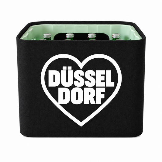 KistenBlende Düsseldorf Stadt mit Herz auf Wasserkiste Glas