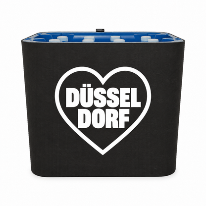 KistenBlende Düsseldorf Stadt mit Herz auf Wasserkiste PET