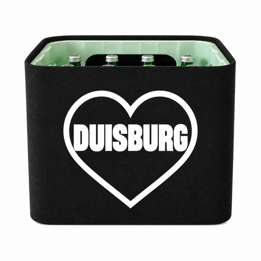 KistenBlende Duisburg Stadt mit Herz auf Wasserkiste Glas