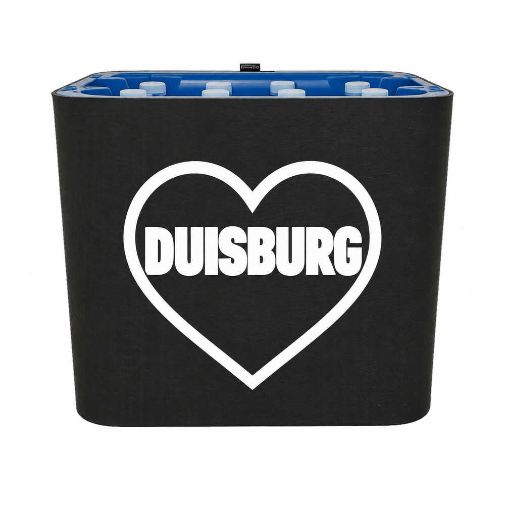 KistenBlende Duisburg Stadt mit Herz auf Wasserkiste PET