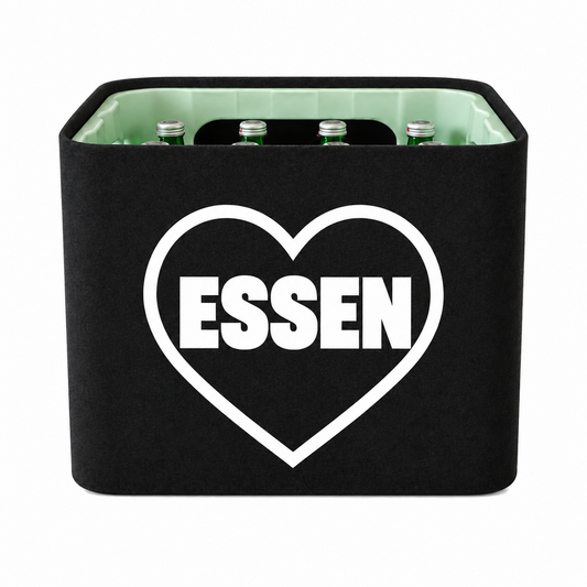 KistenBlende Essen Stadt mit Herz auf Wasserkiste Glas