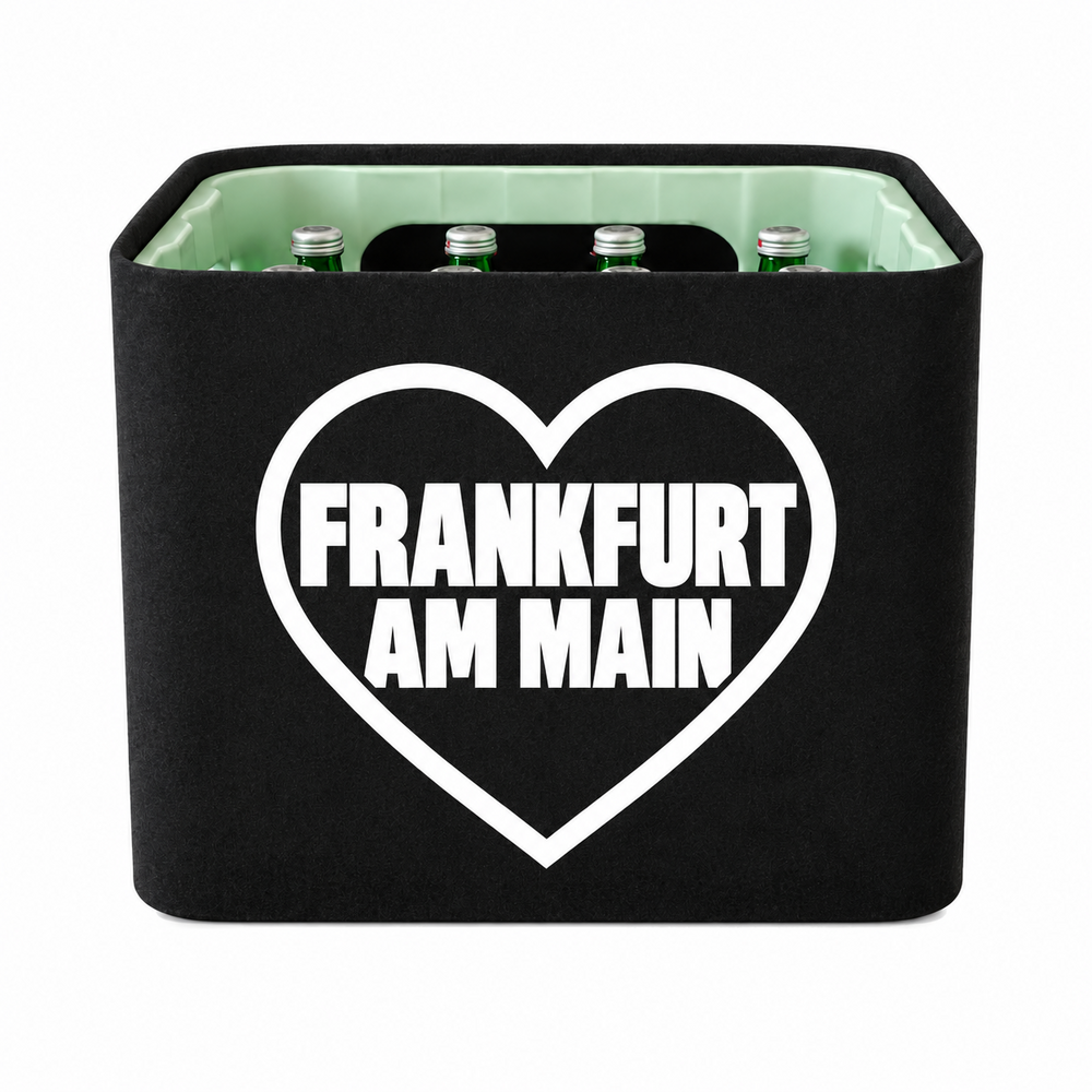 KistenBlende Frankfurt am Main Stadt mit Herz auf Wasserkiste Glas