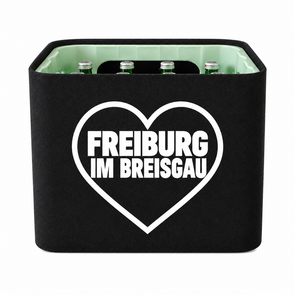 KistenBlende Freiburg im Breisgau Stadt mit Herz auf Wasserkiste Glas