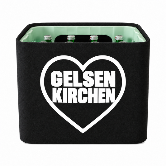 KistenBlende Gelsenkirchen Stadt mit Herz auf Wasserkiste Glas