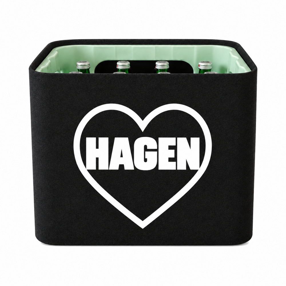 KistenBlende Hagen Stadt mit Herz auf Wasserkiste Glas