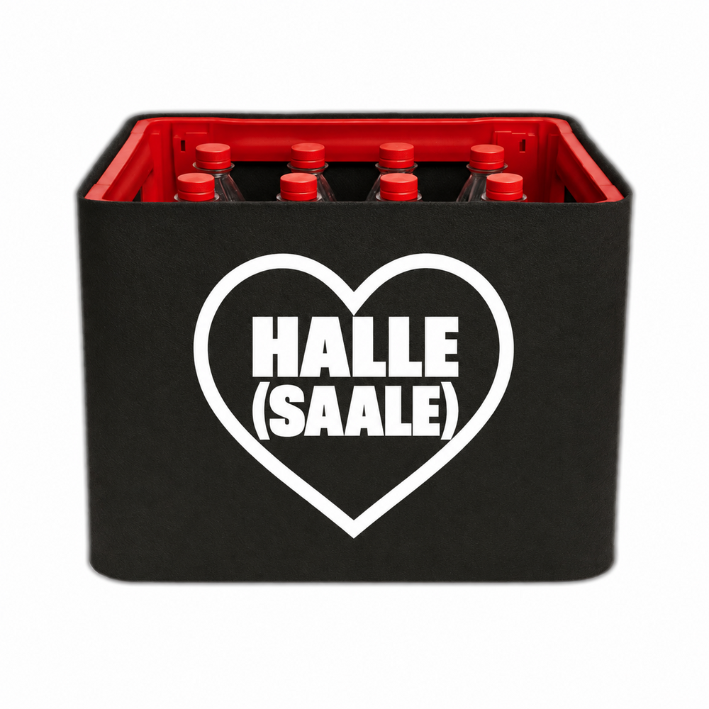 KistenBlende Halle (Saale) Stadt mit Herz auf Limonadenkiste PET
