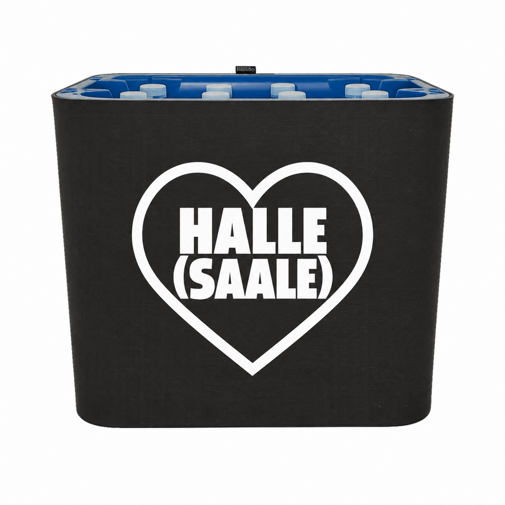 KistenBlende Halle (Saale) Stadt mit Herz auf Wasserkiste PET
