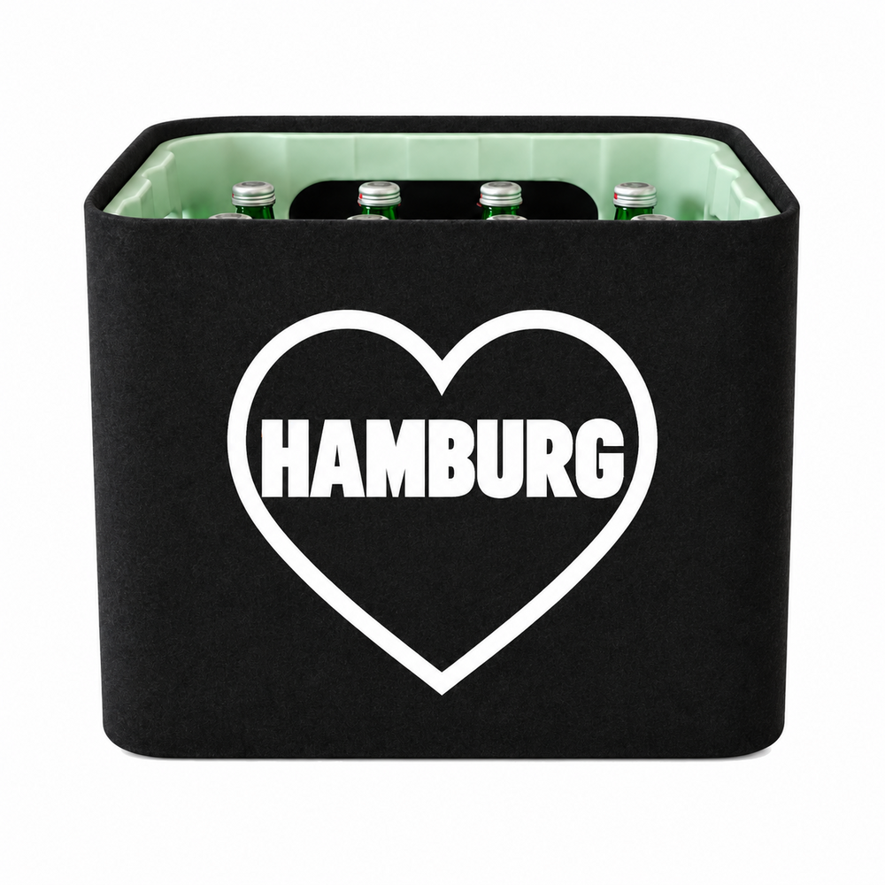 KistenBlende Hamburg Stadt mit Herz auf Wasserkiste Glas