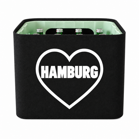 KistenBlende Hamburg Stadt mit Herz auf Wasserkiste Glas