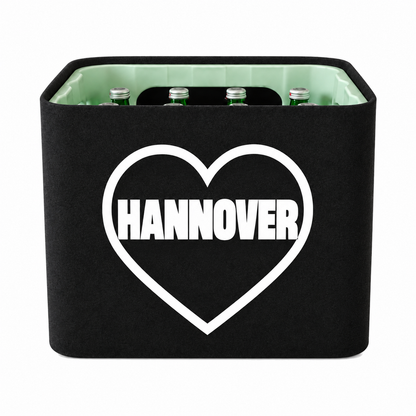 KistenBlende Hannover Stadt mit Herz auf Wasserkiste Glas