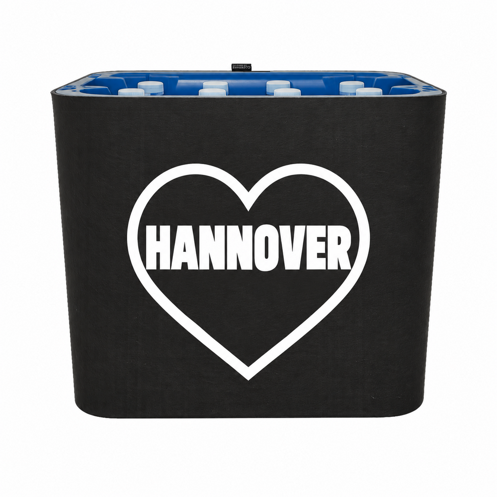 KistenBlende Hannover Stadt mit Herz auf Wasserkiste PET