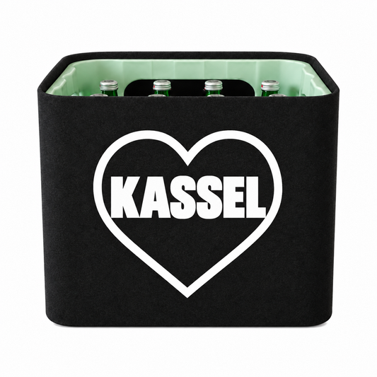 KistenBlende Kassel Stadt mit Herz auf Wasserkiste Glas