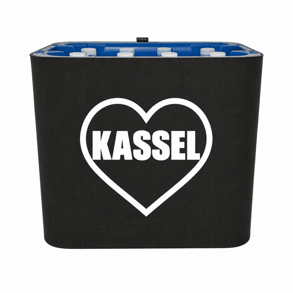 KistenBlende Kassel Stadt mit Herz auf Wasserkiste PET