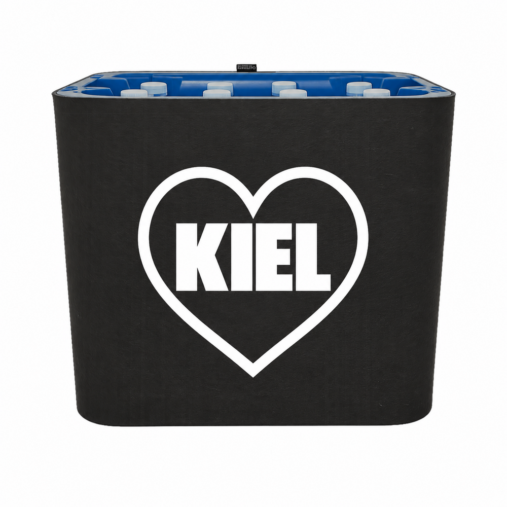 KistenBlende Kiel Stadt mit Herz auf Wasserkiste PET