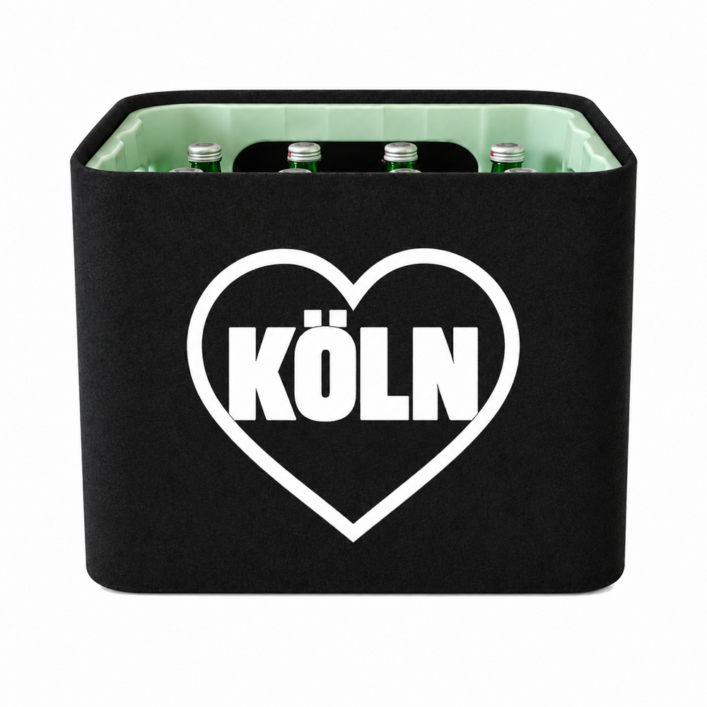 KistenBlende Köln Stadt mit Herz auf Wasserkiste Glas