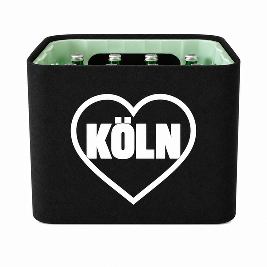KistenBlende Köln Stadt mit Herz auf Wasserkiste Glas