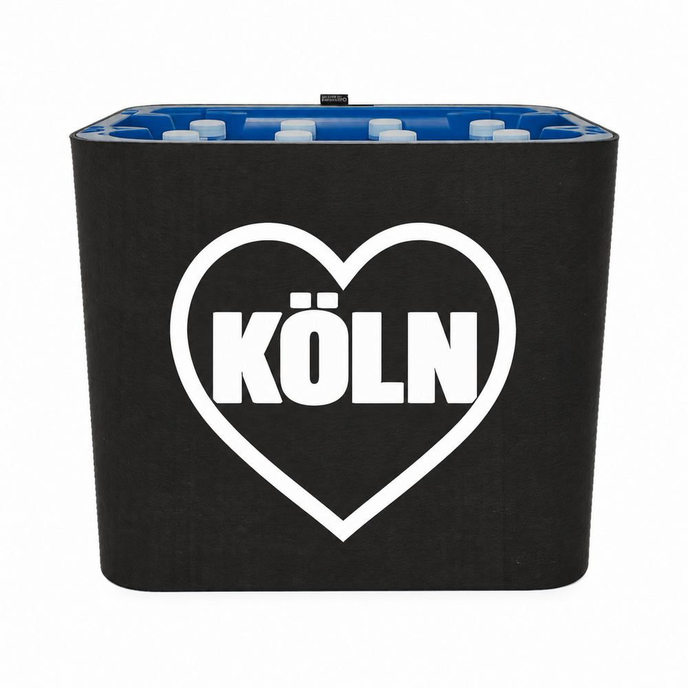 KistenBlende Köln Stadt mit Herz auf Wasserkiste PET