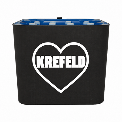 KistenBlende Krefeld Stadt mit Herz auf Wasserkiste PET