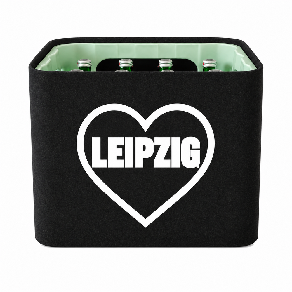 KistenBlende Leipzig Stadt mit Herz auf Wasserkiste Glas