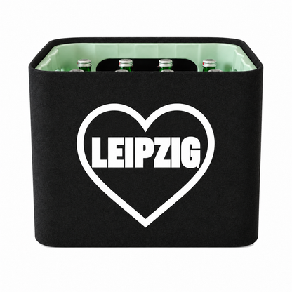 KistenBlende Leipzig Stadt mit Herz auf Wasserkiste Glas