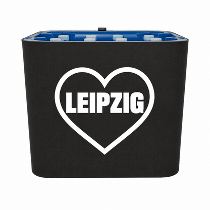 KistenBlende Leipzig Stadt mit Herz auf Wasserkiste PET