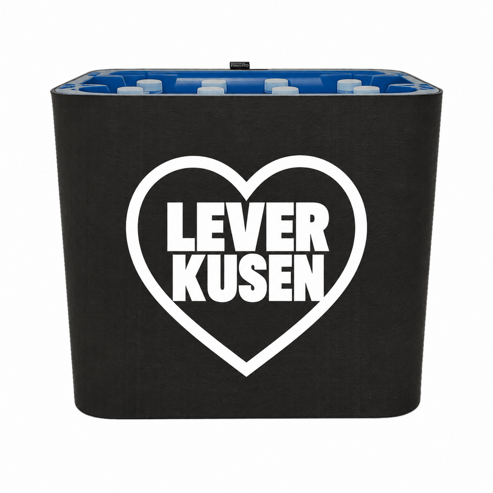KistenBlende Leverkusen Stadt mit Herz auf Wasserkiste PET