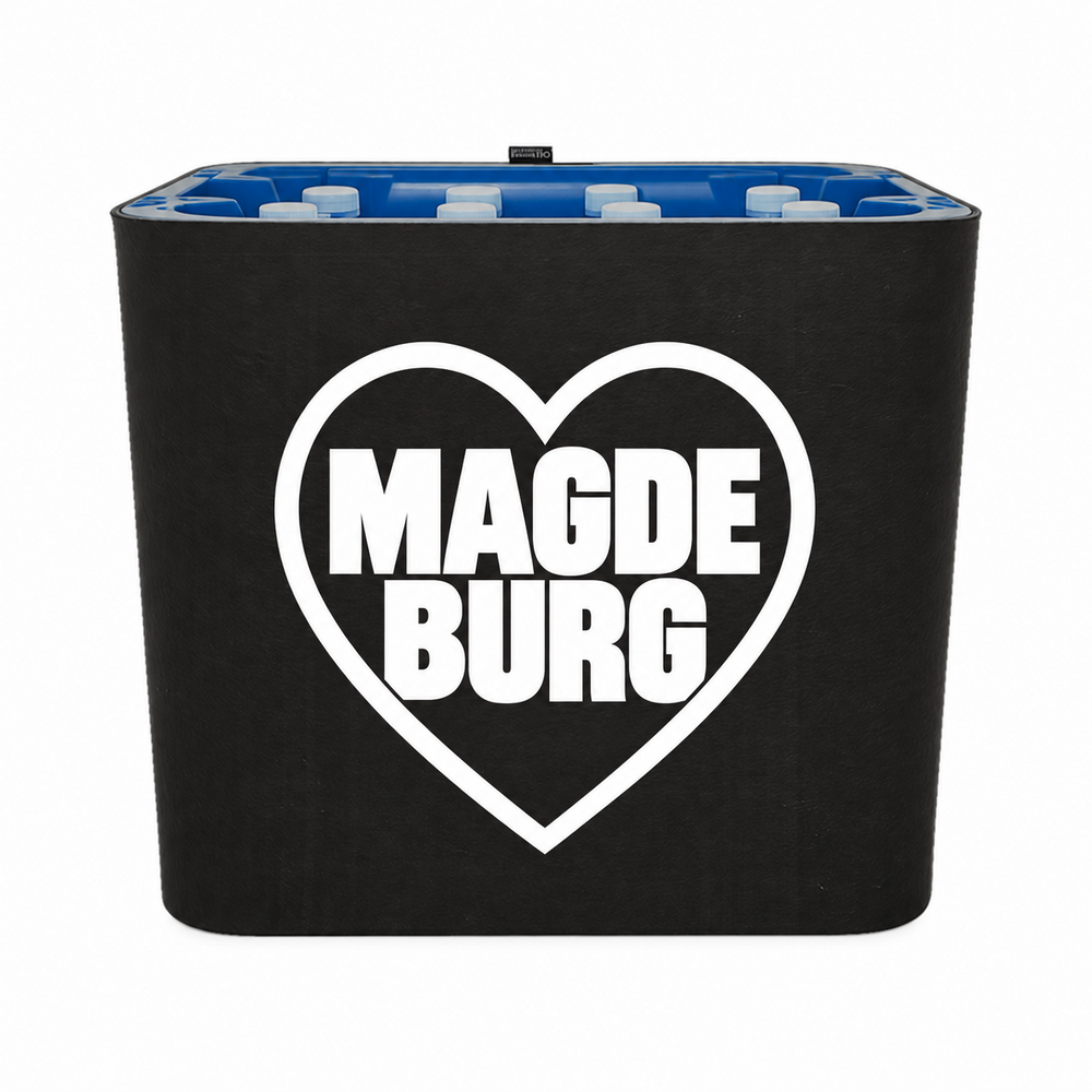 KistenBlende Magdeburg Stadt mit Herz auf Wasserkiste PET