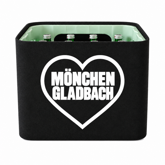 KistenBlende Mönchengladbach Stadt mit Herz auf Wasserkiste Glas