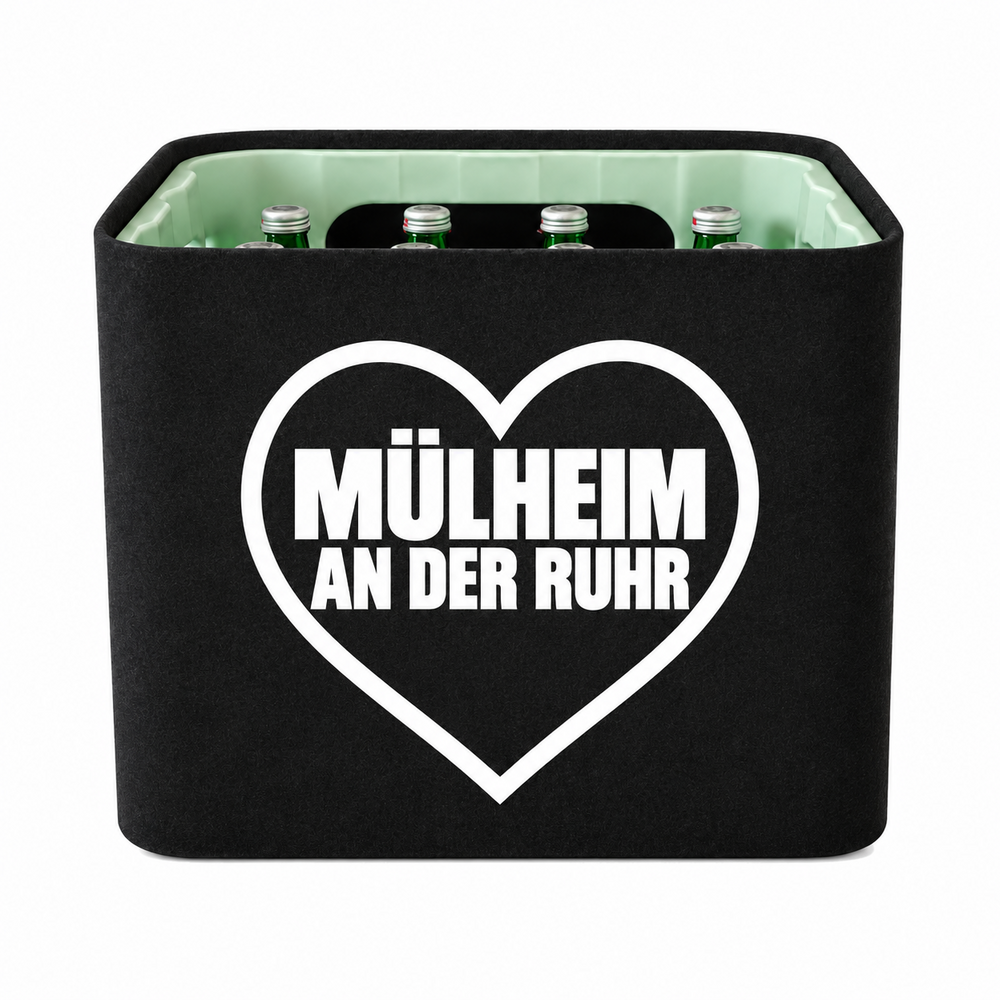 KistenBlende Mülheim an der Ruhr Stadt mit Herz auf Wasserkiste Glas