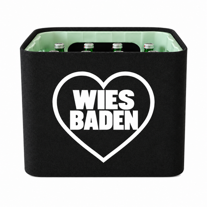 KistenBlende Wiesbaden Stadt mit Herz auf Wasserkiste Glas
