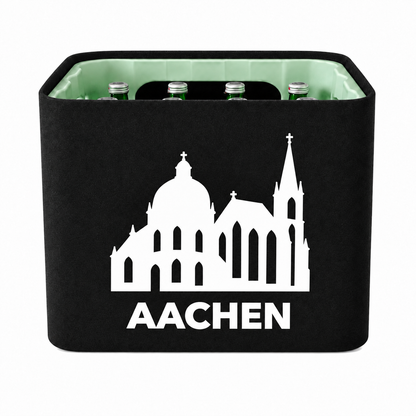 KistenBlende Aachen Stadt Silhouette 2 auf Wasserkiste Glas