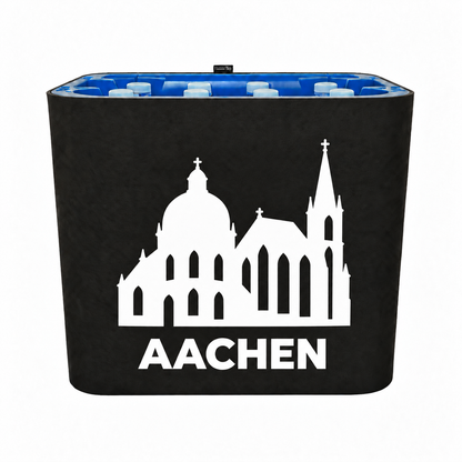 KistenBlende Aachen Stadt Silhouette 2 auf Wasserkiste PET