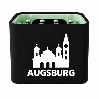 KistenBlende Augsburg Stadt Silhouette 2 auf Wasserkiste Glas