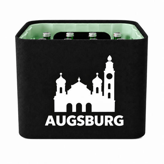 KistenBlende Augsburg Stadt Silhouette 2 auf Wasserkiste Glas